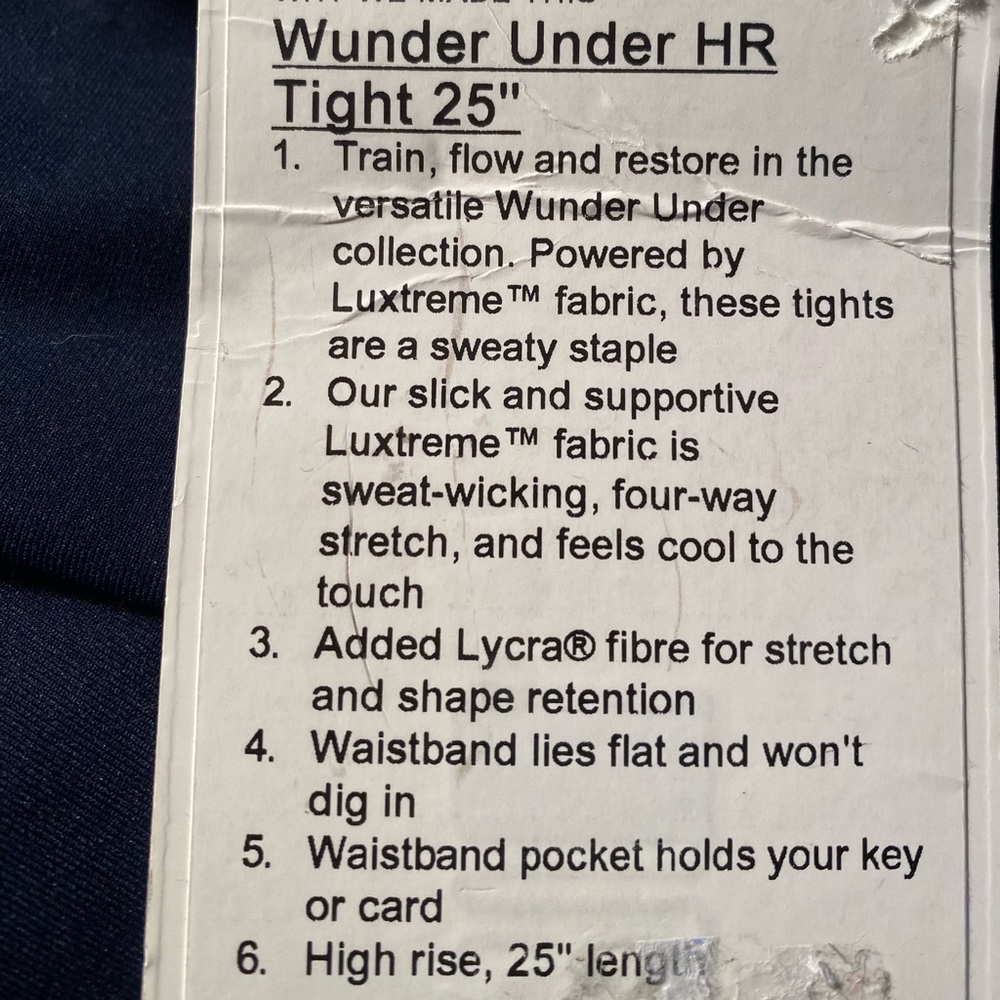 NWT Lululemon Navy 14 Wunder Under HR Tight 25” - Picture 5 of 5